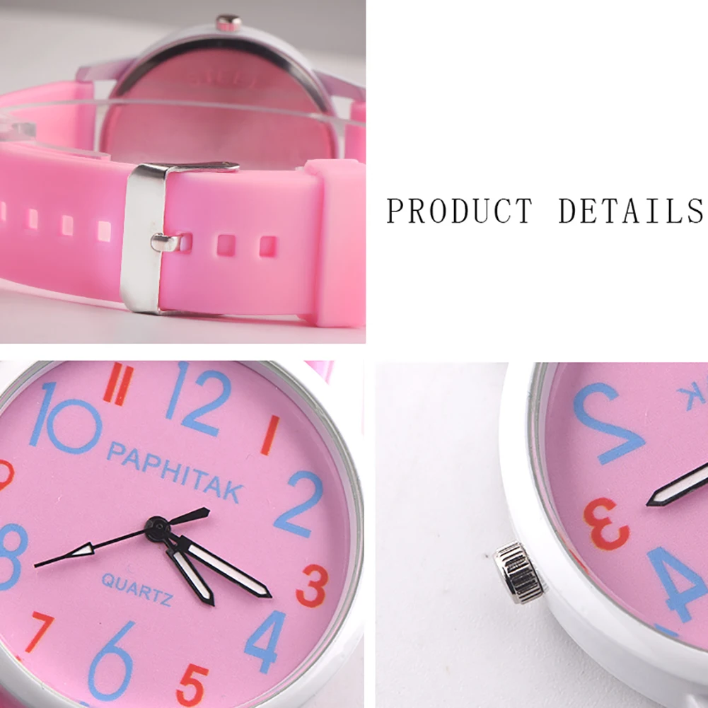 

Candy Color Children Kids School Silicone Strap Number Analog Quartz Wristwatch New