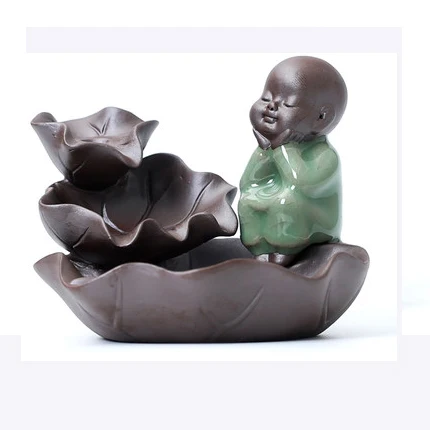 Прекрасный Joss фигурка монаха Керамика фарфор Ладан плита держатель горелки печи