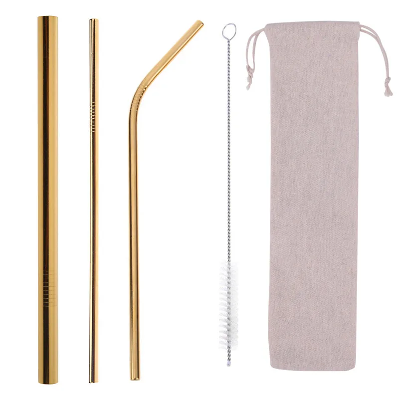 3 straw 1 brush 1bag Питьевой соломинки многократного использования из нержавеющей стали питьевой соломинки с чистящей щеткой трубки соломинки Свадебная вечеринка питьевой аксессуары - Цвет: 3 straw 1 brush 1bag