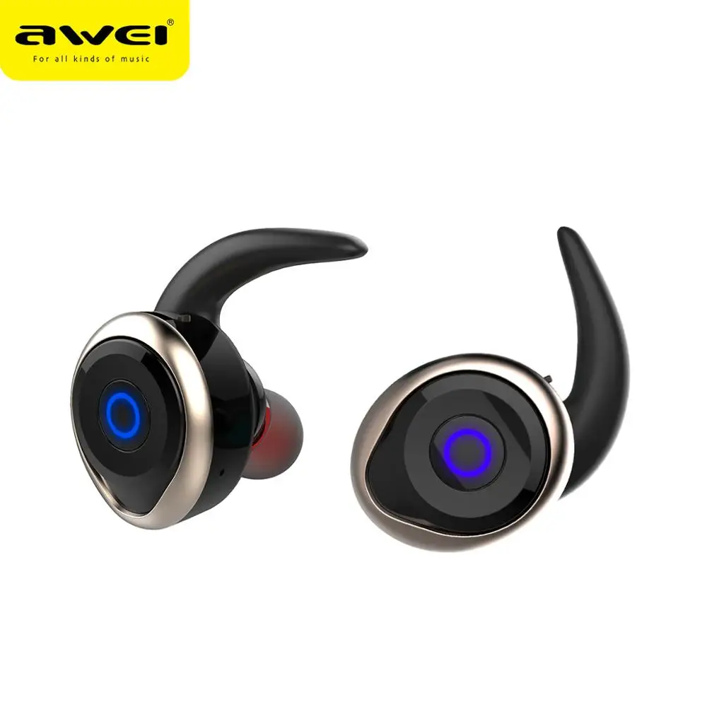 AWEI T1 TWS Bluetooth наушники мини Bluetooth V4.2 гарнитура двойные беспроводные портативные наушники беспроводные наушники Kulakl k шлем - Цвет: Цвет: желтый