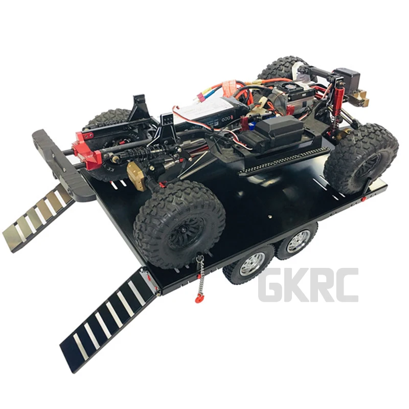 Double Axis Metal Alloy Flatbed Trailer 420mm*250mm For 1/10 Rc Crawler Trx4 Rc4wd D90 Scx10 Vs4-10 Jimny Gen8 Wraith | Игрушки и хобби