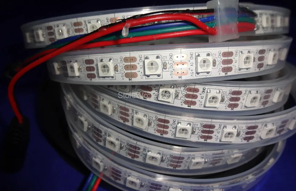 Светодиодные пиксели srip 4m DC5V WS2812B IP68 60 шт. WS2812B/M с пикселями Белая печатная плата в