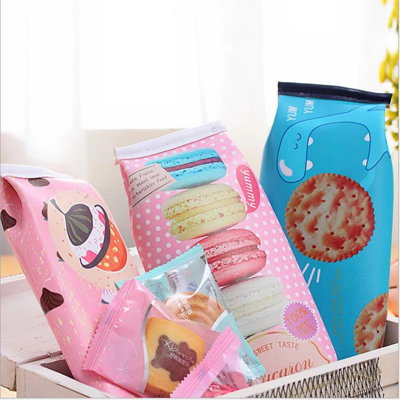 Оригинальный кожаный пенал для ручек с имитацией печенья тканевый футляр