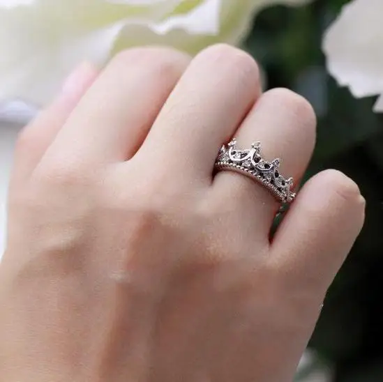 Free W ings Queen's Silver Crown Rings For Women Punk Brand Crystal Jewellery Love Femme Bijoux wedding engagement rings | Украшения и