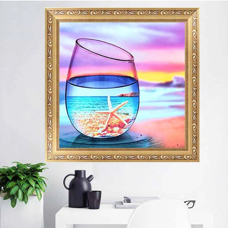 5d алмазная картина полностью круглое сверло пейзаж животных в чашке рукоделие