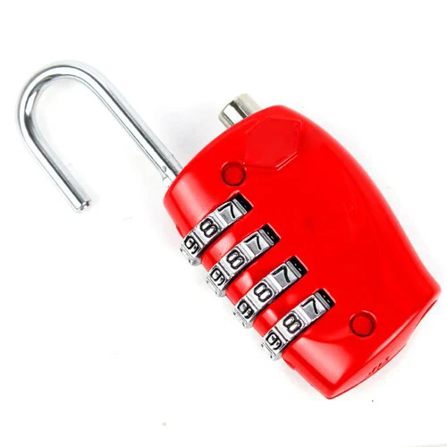 KSOL Red 4 Dial TSA комбинированный навесной замок resetable Lock для чемоданов путешествий и