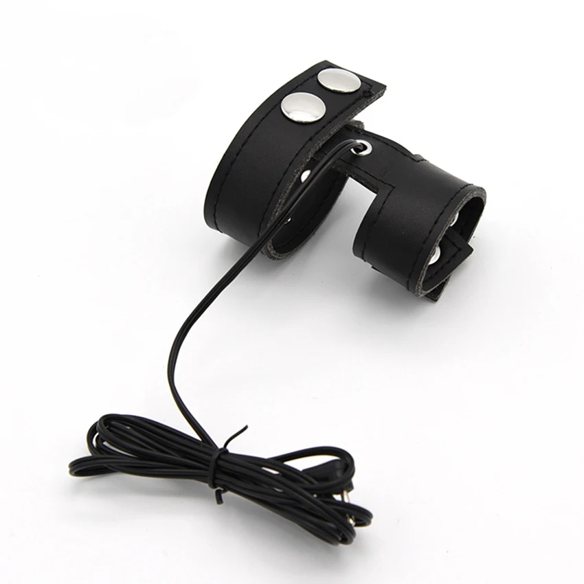 Двойной контакт электро пенис ремень проводящая лента ПУ кожаное кольцо для