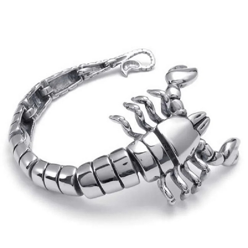 

Biker Fashion Cool Design Fancy Heavy Stainless Steel Scorpion Bracelet Bangle Devised For Men's Jewelry Size 21.6 cm*51 mm