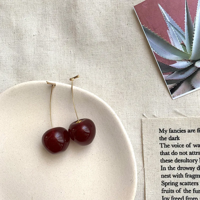 Новый ZA себе ювелирные изделия Brincos смолы милый/Романтический круглый Cherry серьги