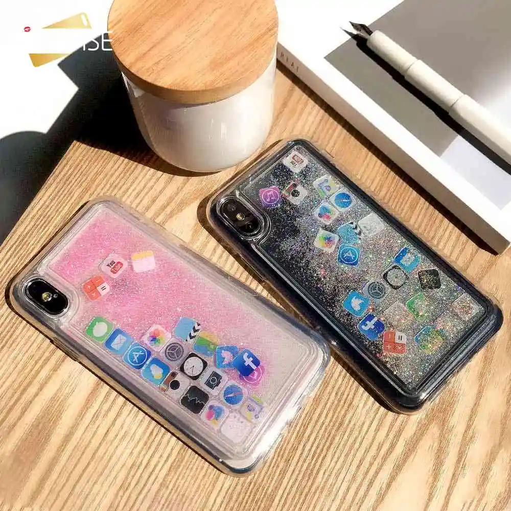 KISSCASE Quicksand Glitter Case For iPhone 7 8 6 6S Plus Liquid App Icon Soft Cases XS MAX XR X Bling Capas |
