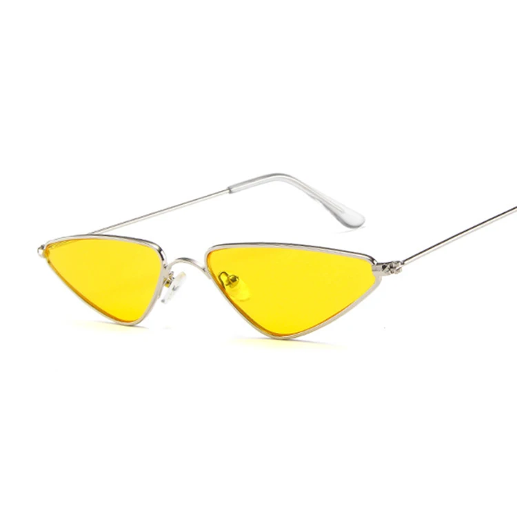 SilverYellow Милые сексуальные женские солнцезащитные очки кошачий глаз, Женская Металлическая оправа, Модные Винтажные Солнцезащитные очки для женщин UV400 - Цвет линз: SilverYellow