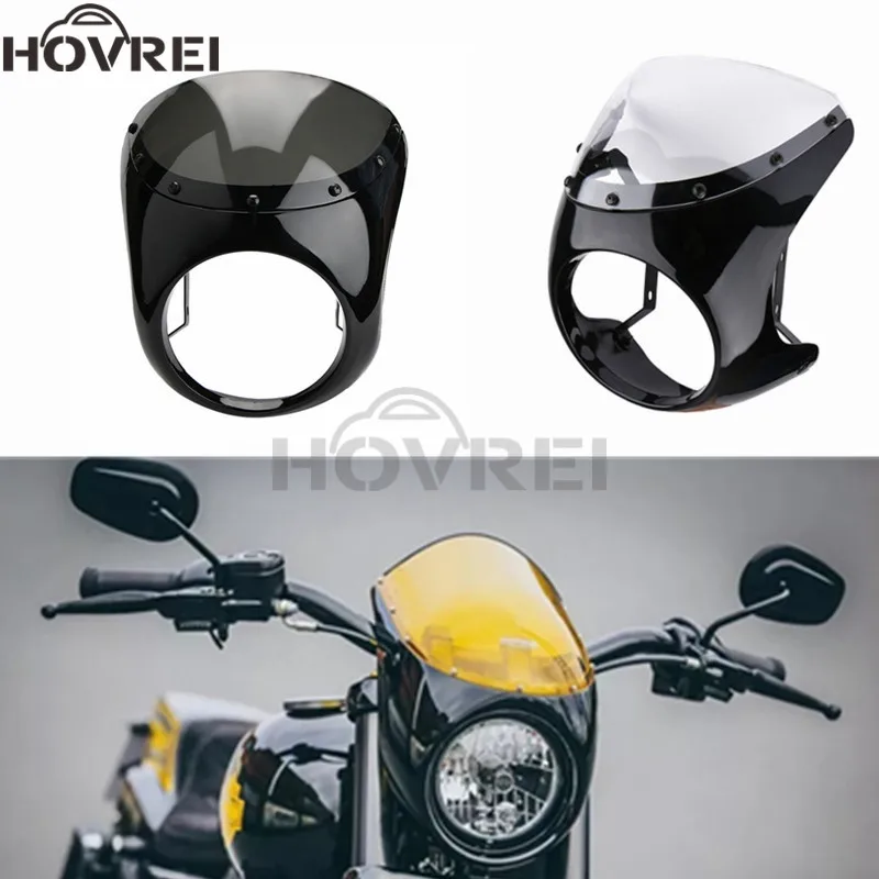 7 ''передняя фара ретро Cafe Racer передняя обтекатель руля комплекты креплений на
