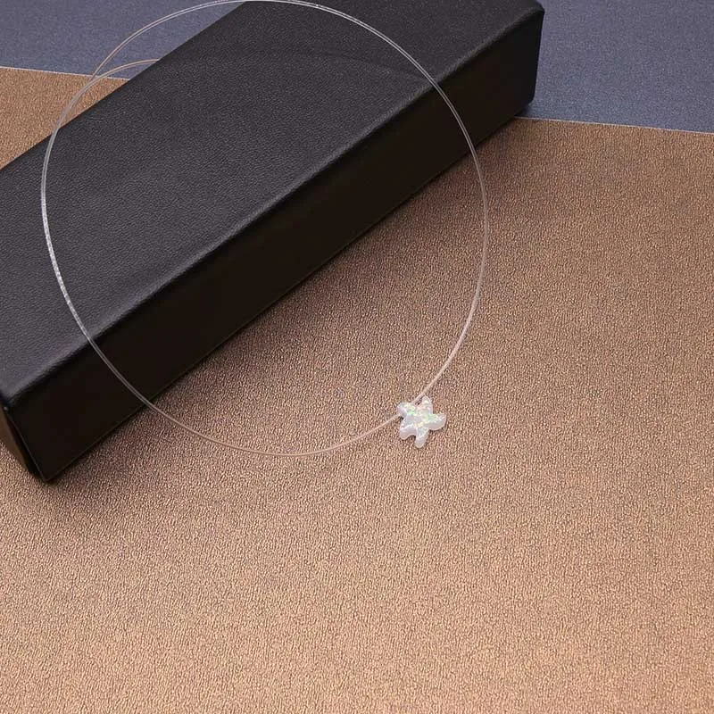 White Starfish Модное ожерелье-чокер с опалом, прозрачная цепочка, ожерелье с подвеской в виде животного, свиньи, звезды, рыбы, слона, разноцветное женское ювелирное изделие - Окраска металла: White Starfish