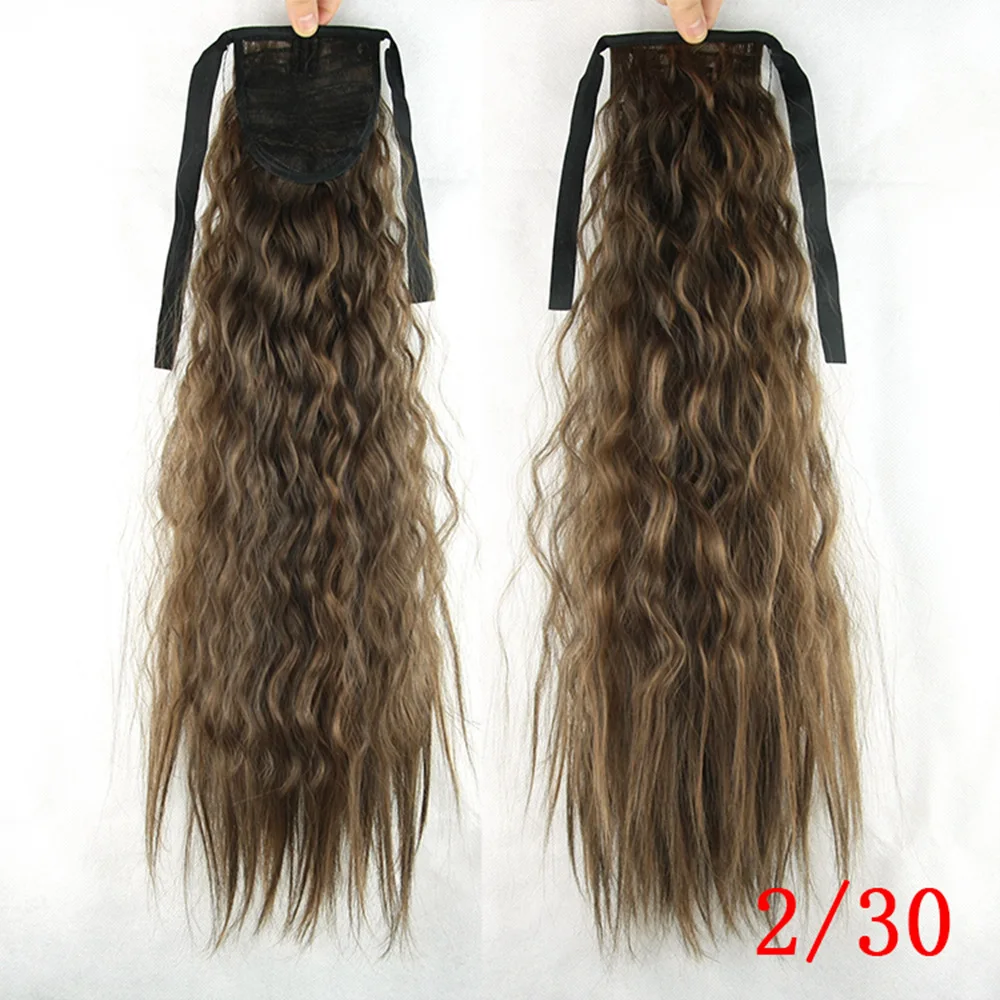 Горячие Продаем Женщины Длинные Хвостики с Поясом Леди Вьющиеся Шиньоны 22 inch