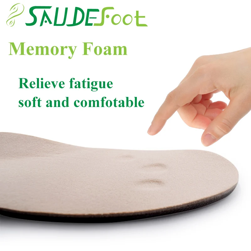 Saudefoot PU Sport Insoles Sweat Absorption Pads Pain Relieve  Material Flat Feet Running Sport Shoe Foot Care Men Women