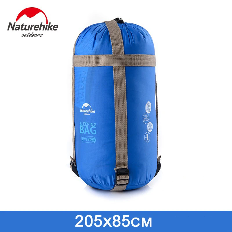 Blue 205x85 NatureHike открытый сверхлегкий конверт мини спальный мешок сшитый маленький для кемпинга пешего туризма альпинизма открытый спальные мешки - Цвет: Blue 205x85