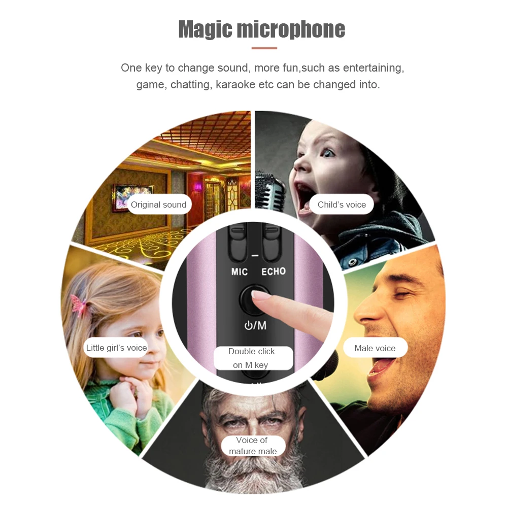 Модернизированный беспроводной Bluetooth микрофон для караоке с двойной МОП-портативный умный микрофон изолирует помехи и шум