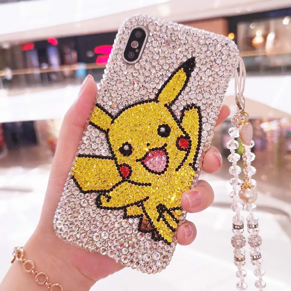 Для iPhone XS max XR X Роскошный чехол shelliemei с блестящим бриллиантом милый чехол Duffy для iPhone 8 8plus 7 7plus 6 6S 6splus+ шикарный ремешок - Цвет: case and strap