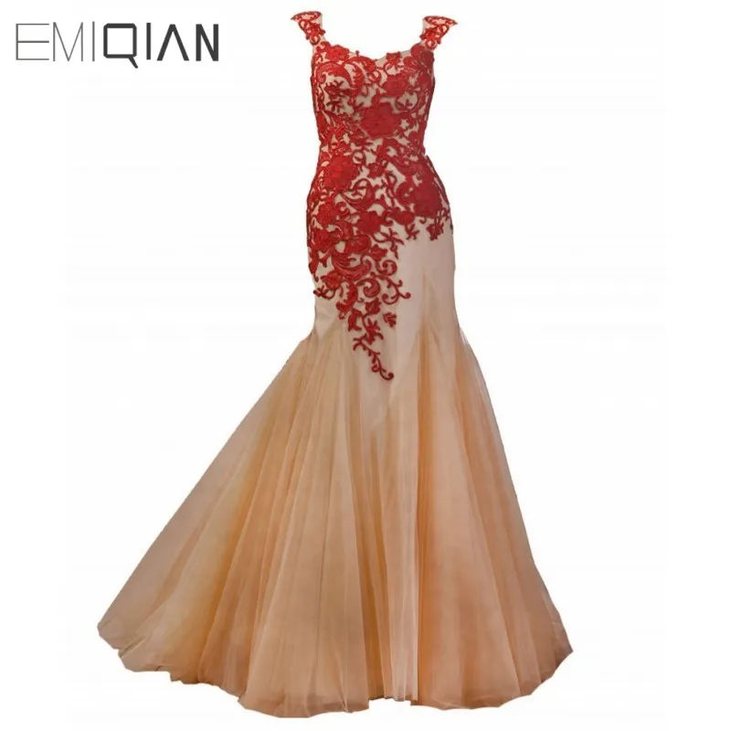 

2017 Fashion Tank Sweetheart Soluble Lace Long Mermaid Evening Dress