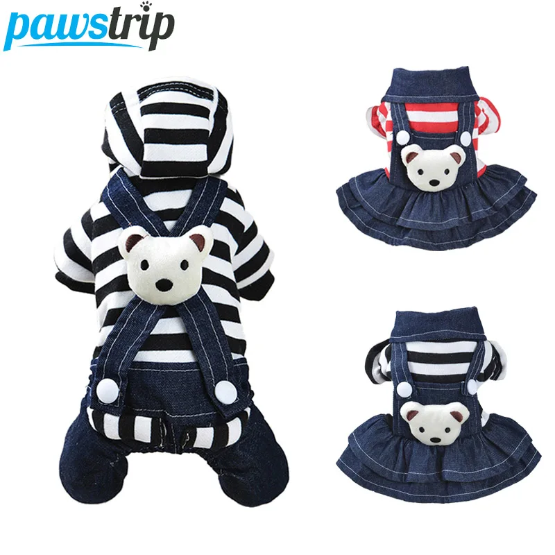 

pawstrip Bear Small Dog Clothes Jumpsuit Soft Warm Puppy Overalls Chihuahua Teddy Dog Dress Winter Puppy Coat Clothing For Dogs