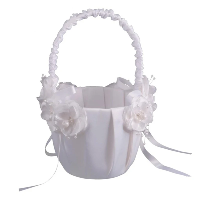 1/2xwhite Романтический сатиновый бант Свадебная церемония вечеринка для девочек в