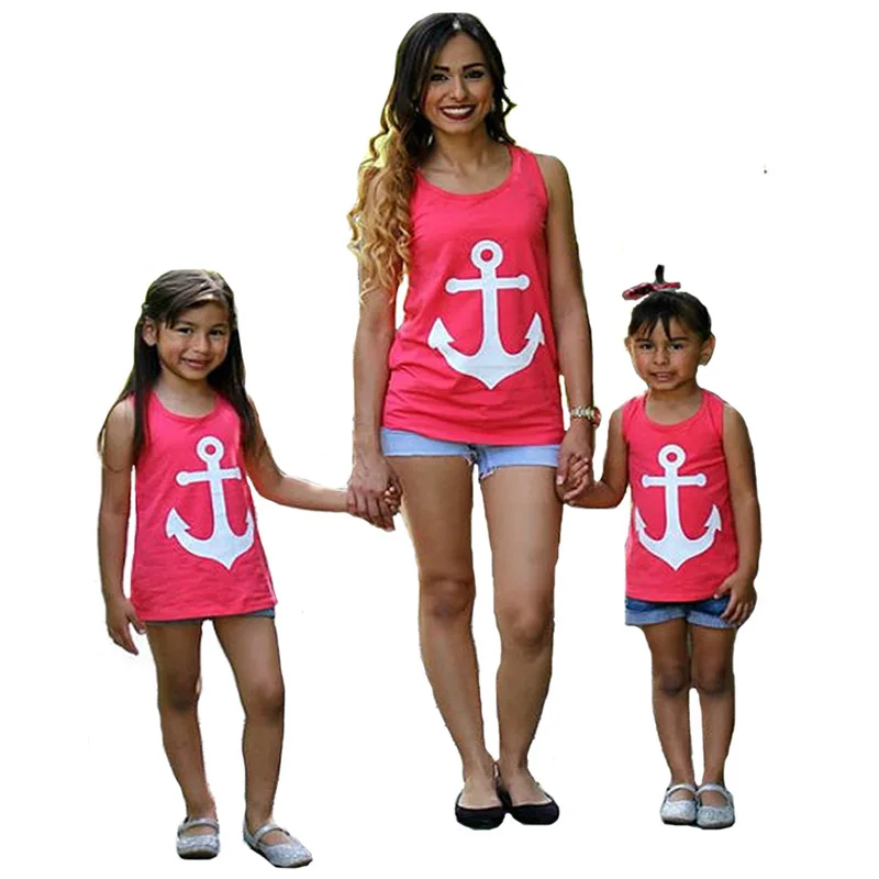 Летом Стиль Семьи Соответствующие Наряды 2017 Мать дочь одежда мода лук футболка