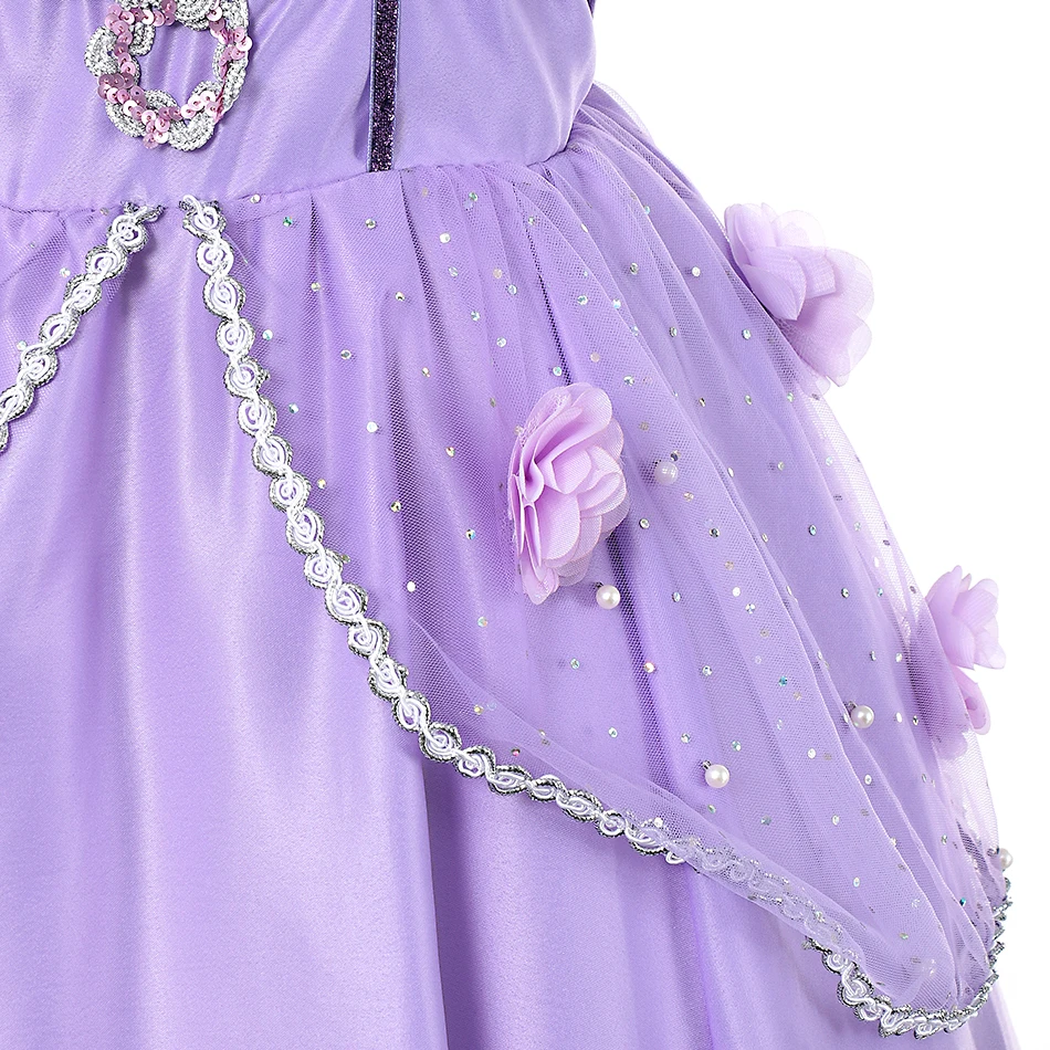 YOFEEL Girls Princess Sofia Dress Child Sequins Flowers Ball Gown Kids Halloween Party Clothing Cosplay Cartoon Costume Dresses | Детская