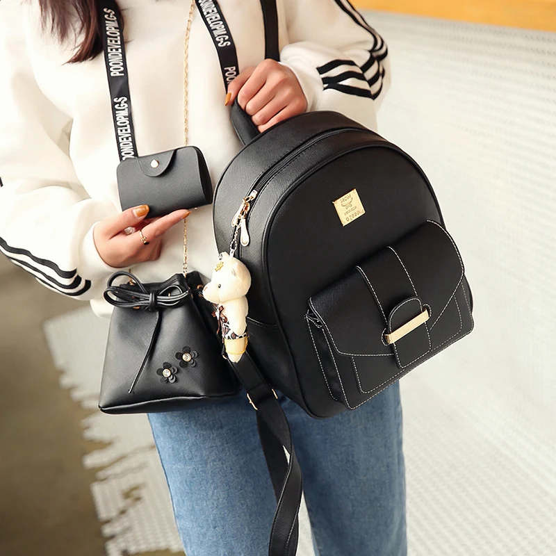2018 Для женщин кожа композитный рюкзаки для девочек-подростков Sac Dos школьные