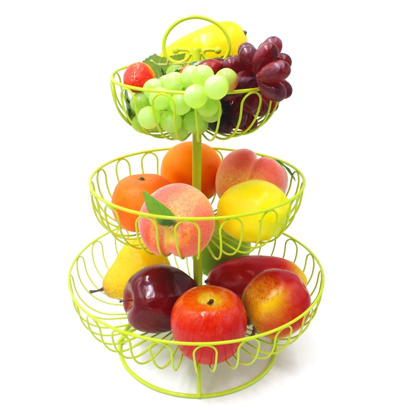 

3-уровневая подставка для фруктов, зеленая железная подставка для свадебного торта, круглая подставка для десертов, корзина для фруктов из п...