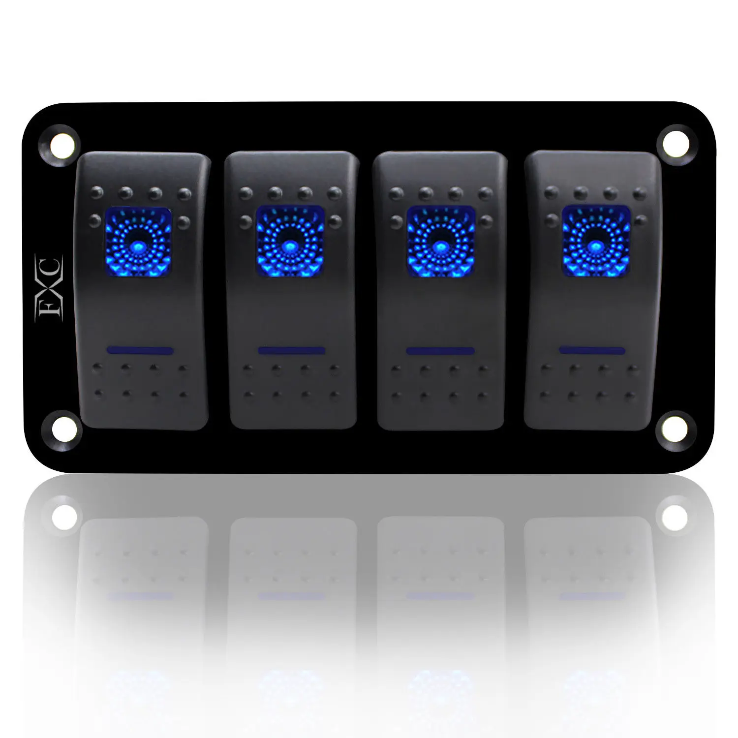 New 12V-24V 4 gang blue 2 LED Light Rocker Switch Panel Circuit Breaker Boat Marine IP67 Waterproof Voltmeter Car | Обустройство дома