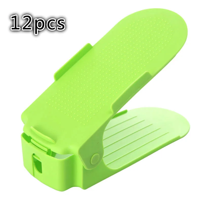 12Pcs Green 12 шт. органайзер для обуви для домашнего использования, современный двойной органайзер для хранения обуви, удобный Обувной Ящик для гостиной, органайзер для обуви, подставка Scarpiera - Цвет: 12Pcs Green