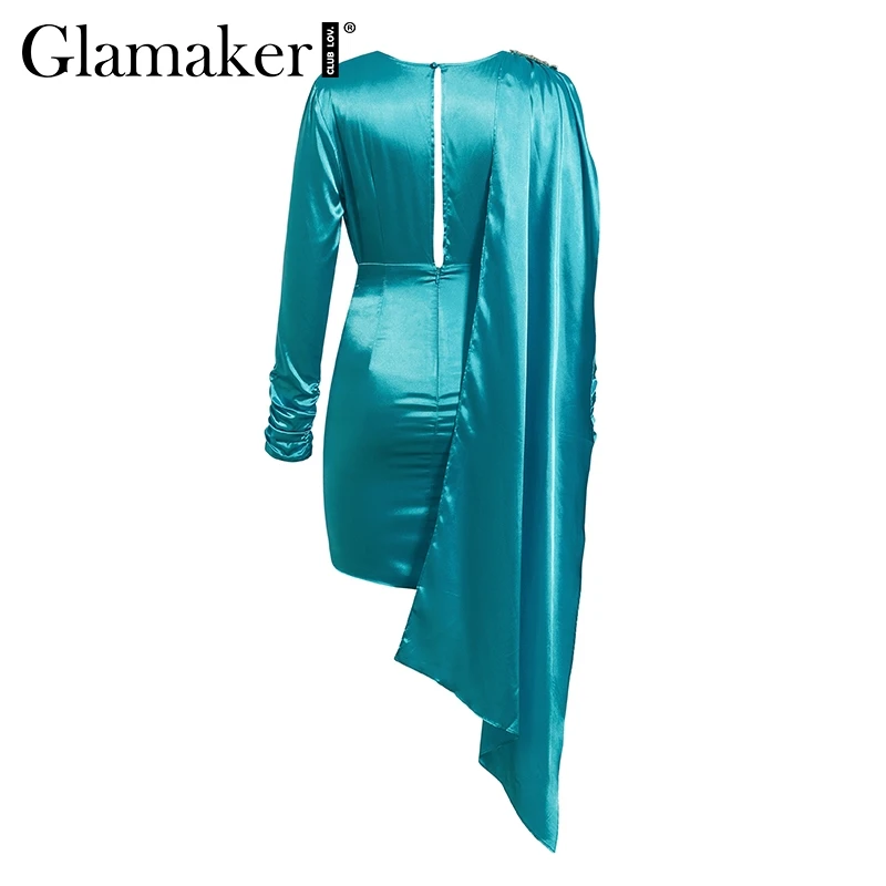 Женское платье с длинным рукавом Glamaker облегающее сатиновое | Женская одежда