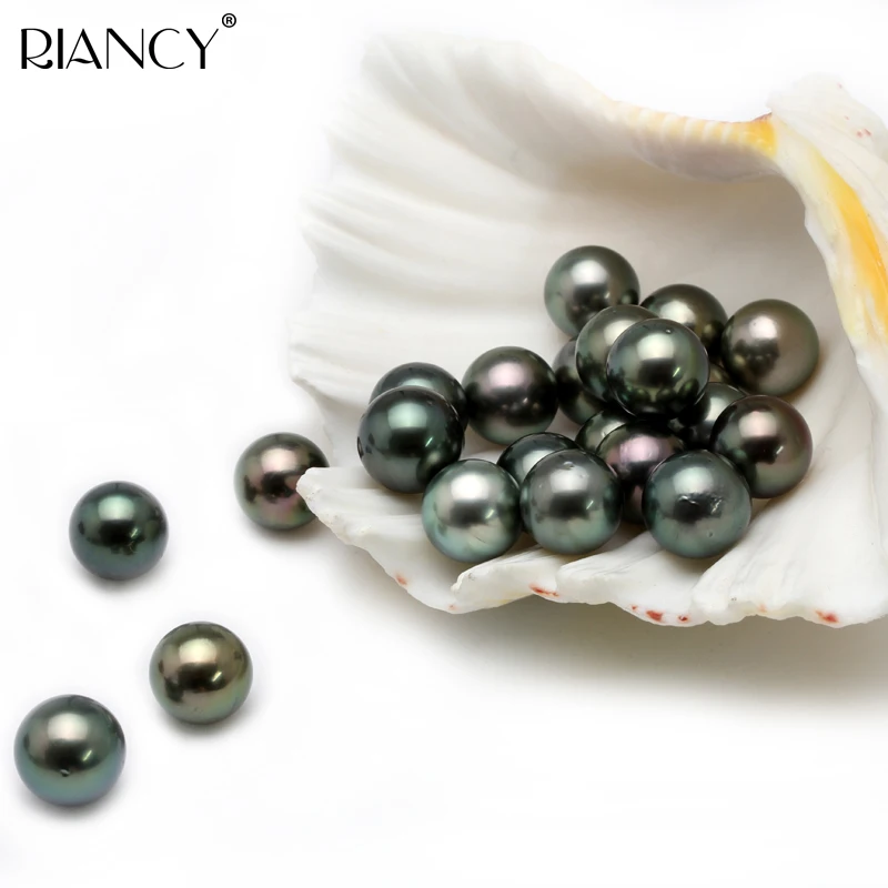 

12-13MM Big Natural Tahitian Black Pearl Beads DIY naked pearl disperse seeds.Prefect Round Peacock Green Loose Bead Real Pearl