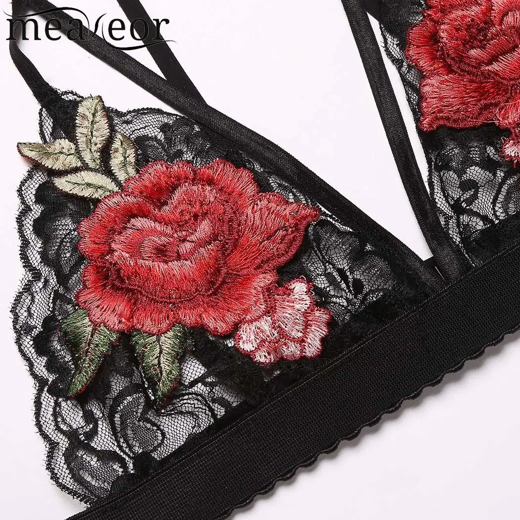 Кружевной отделкой роза Вышивка Scalloped Bralette|Топы без бретелек| |