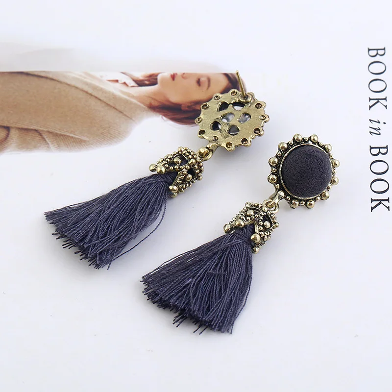 Женские серьги с кисточками LZHLQ винтажные подвески из сплава геометрическим