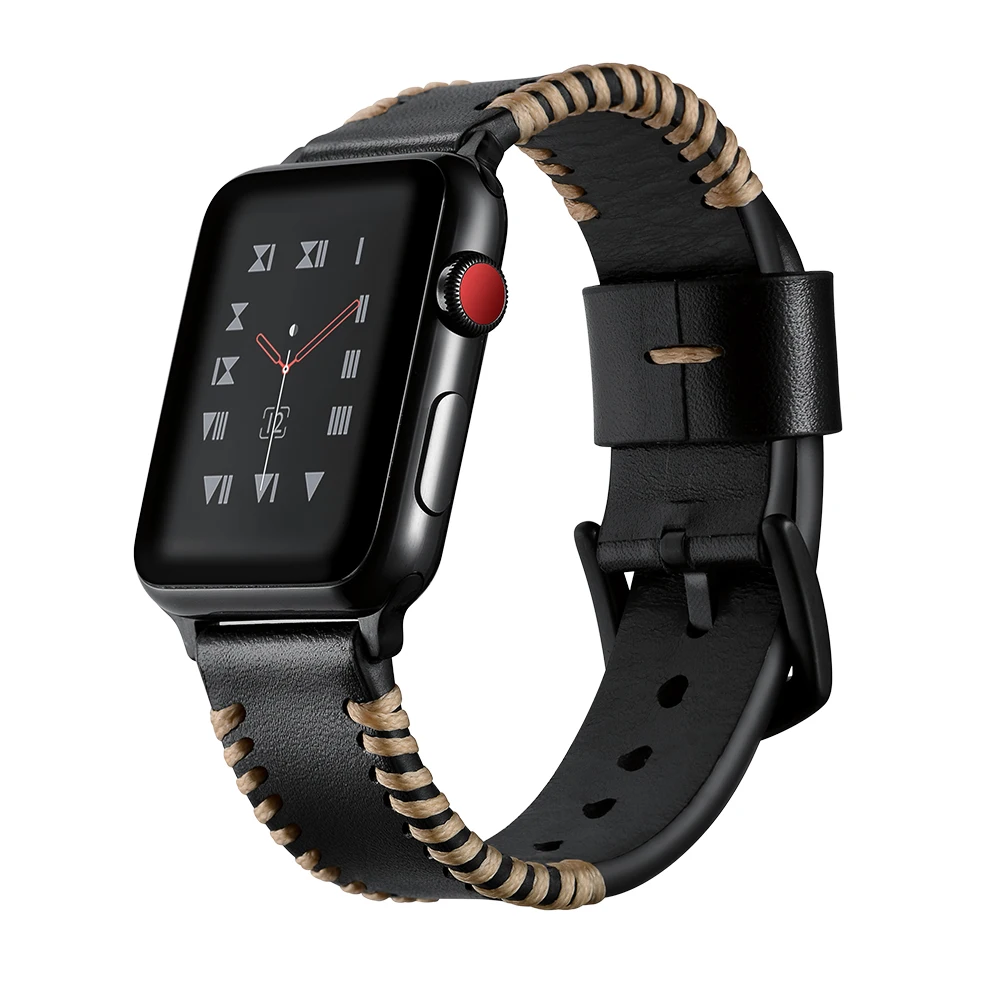 For Apple Watch Series 4 Newest Genuine Leather Handmade Line Band Wrist Strap 1 2 3 Bracelet |