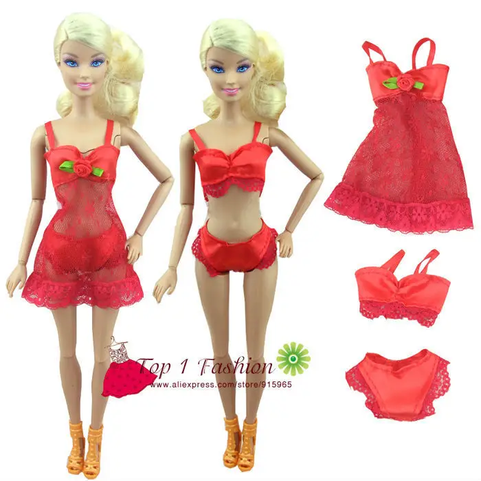 Пикантный пижамный комплект красного цвета 1 нижнее белье ночное кружевная