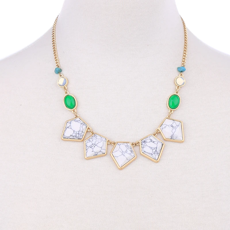 Геометрическое Мраморное ожерелье с синтетическими камнями 2019 Уникальные