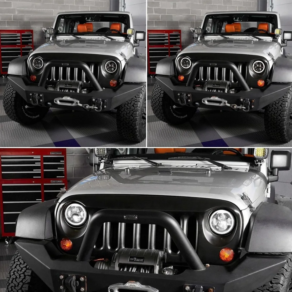 Светодиодная фара Red Halo 7 &quot80 Вт 4 дюймовые Противотуманные фары Combo для Jeep Wrangler JK