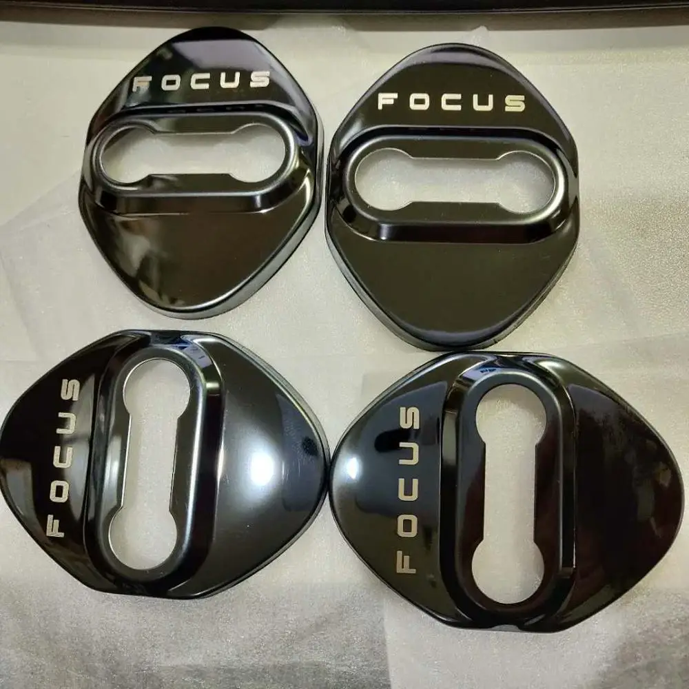 FOCUS black 4 шт. Автомобильный Дверной замок Пряжка защелка крышки стоп антикоррозийный дверной замок крышка Защитная пряжка крышка для Ford Focus Vignale/ST-line - Название цвета: FOCUS black