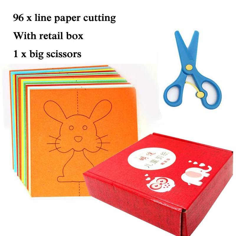 96pcs box 1pc big 48/96 шт. детская цветная одежда с героями мультфильмов для складывания бумаги и резки игрушки/Детская kingergarden искусство ремесла Сделай Сам развивающие игрушки с наклейкой WYQ - Цвет: 96pcs box 1pc big
