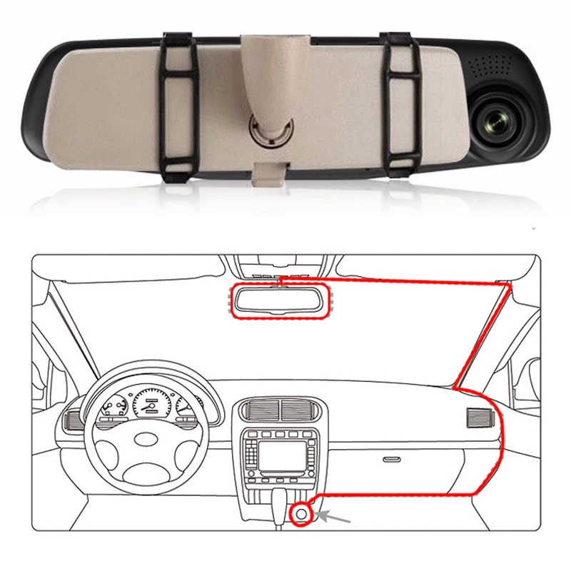 Limousback Full HD 1080P Автомобильная Dvr камера Авто 4 3 дюймов зеркало заднего вида