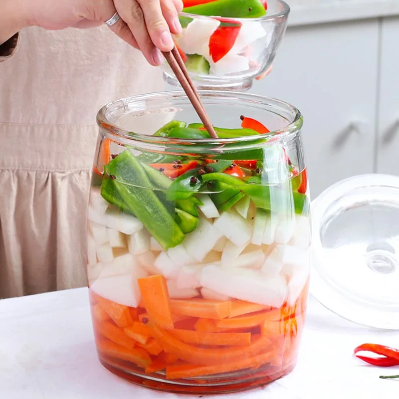 

Clear Thicken Glass Kimchi Jar Home Seal Pickles Jars with Lid Kit Dried Fruit Nut Storage Cans Candy Tanks Kitchen Accessories