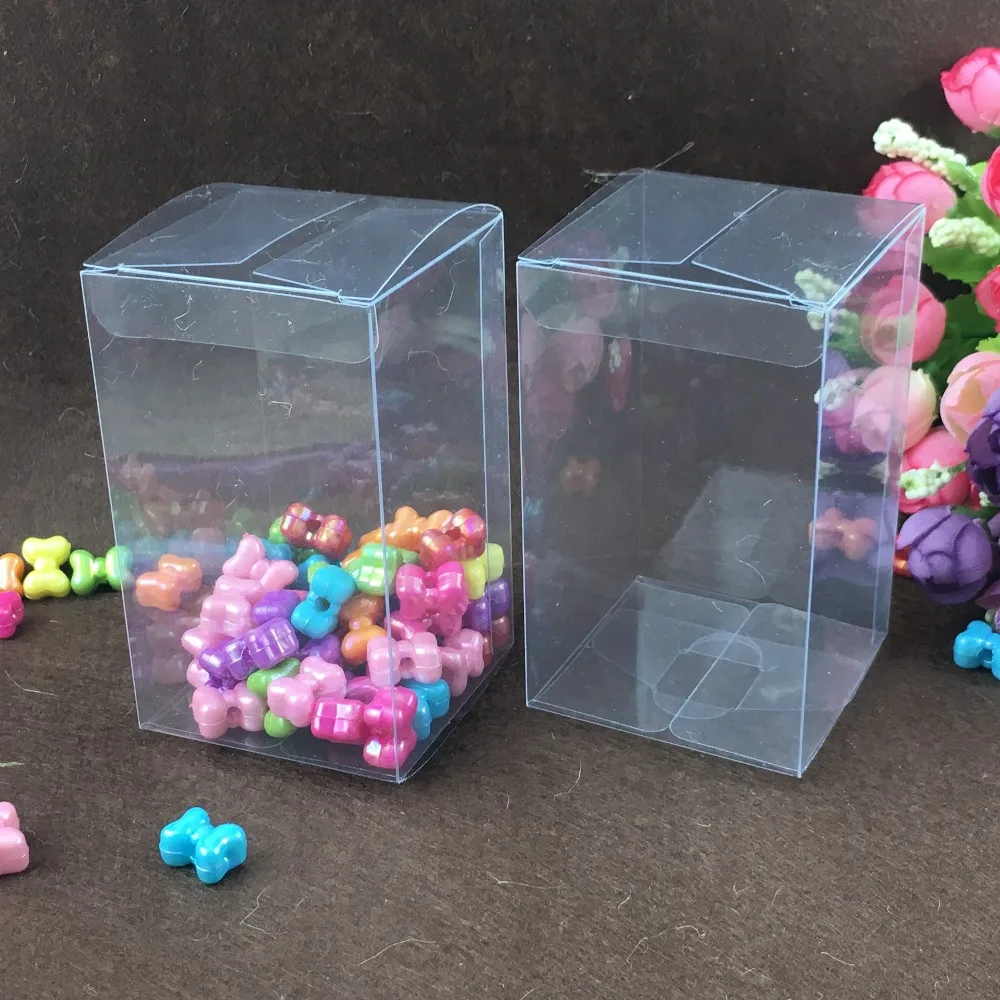 

3*3*12cm 50pcs clear plastic pvc boxes schachtel transparent box for candy/wedding gift jewelry display packaging boxes