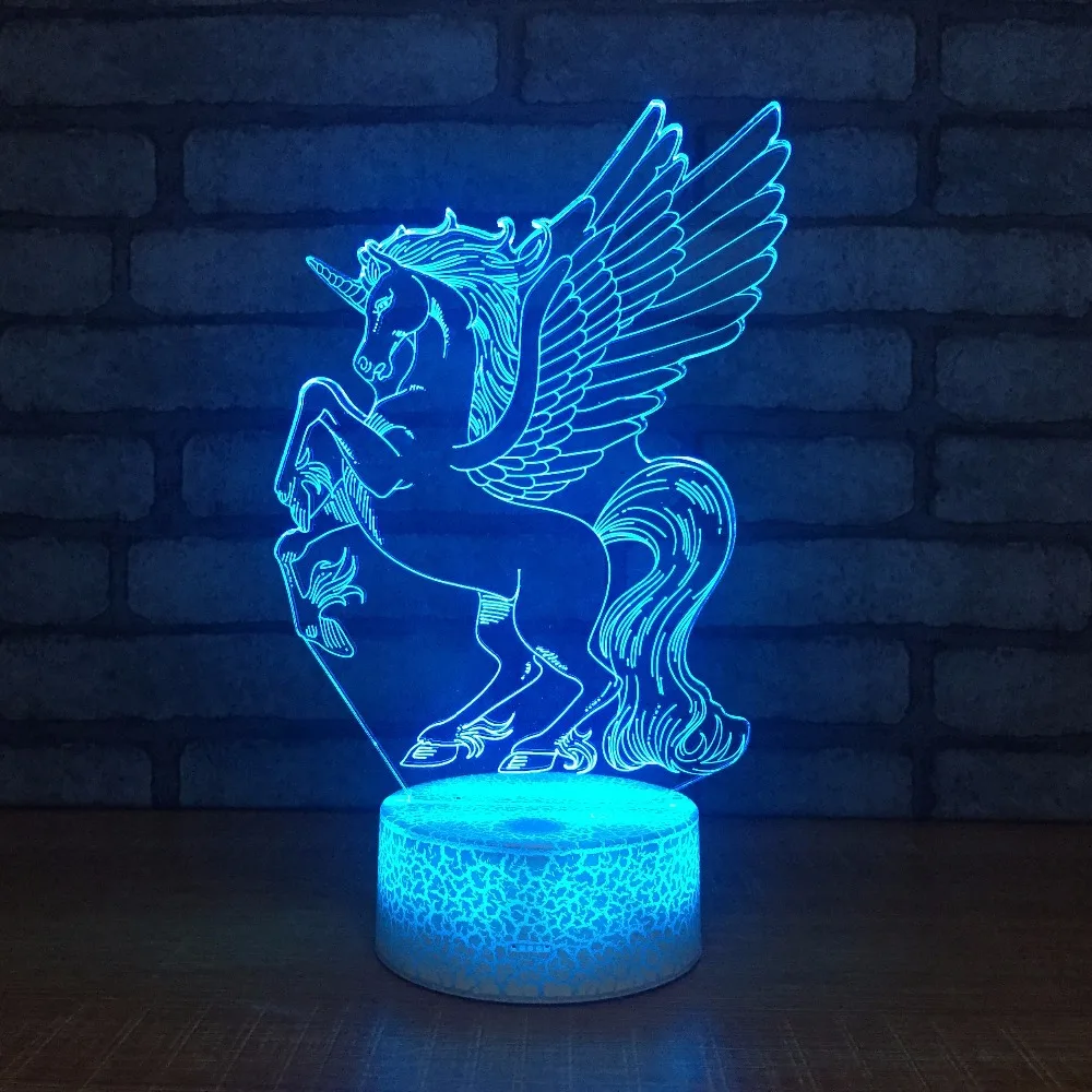 

Cute Unicornio LED 3D Night Light 7 Colors Baby Unicorn Party Lamp Luminaria 3D LED Horse Animal Bedroom Table Lamp Decoration