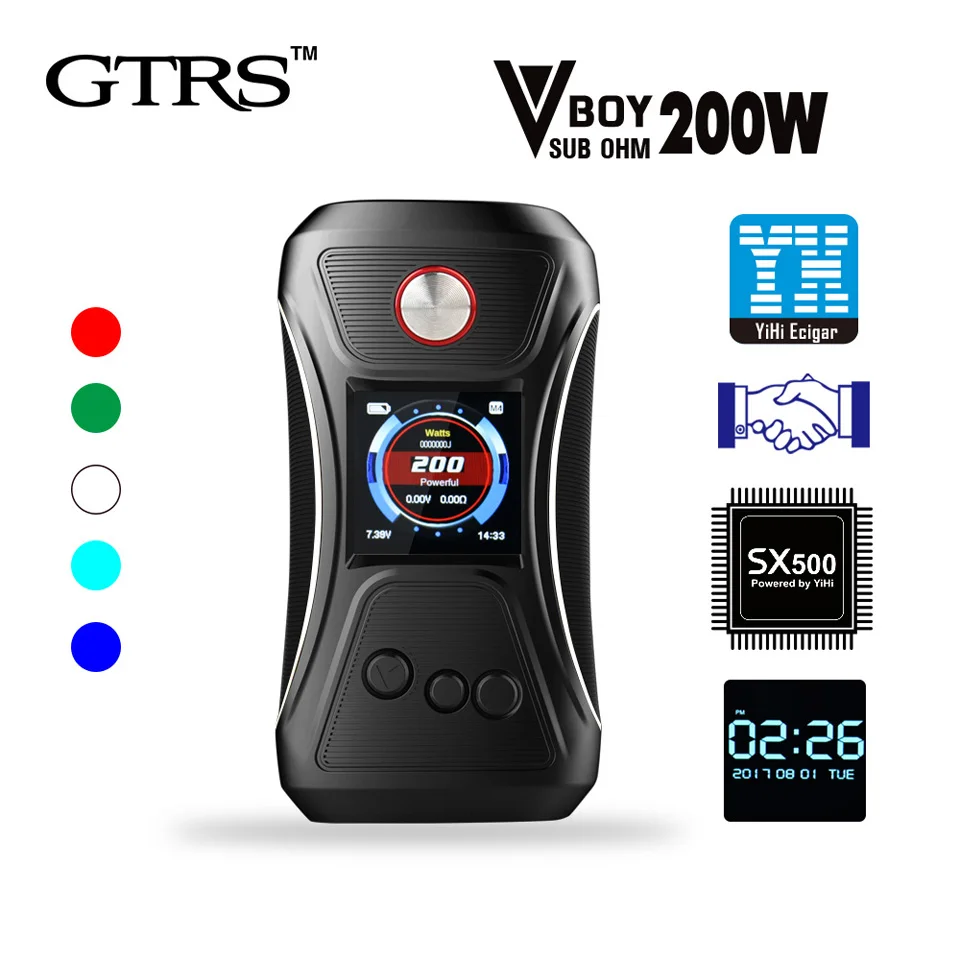 Оригинальный GTRS Vboy 200 Вт бокс мод SX500 Чип высокопроизводительный чипсет 18650 V BOY