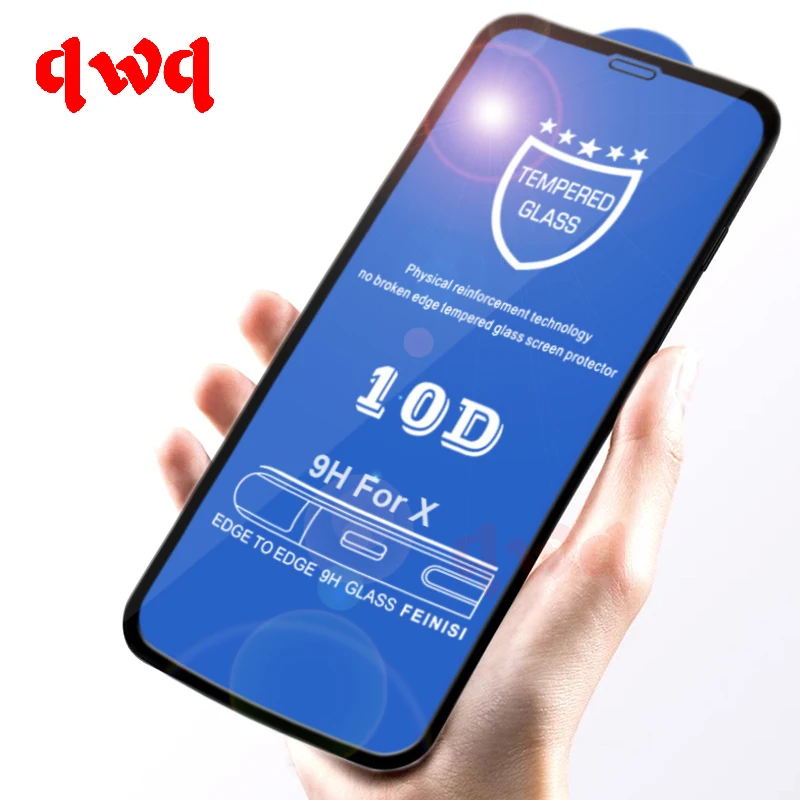 10D изогнутое полное покрытие из закаленного стекла для iPhone X Xs XR Премиум Защита