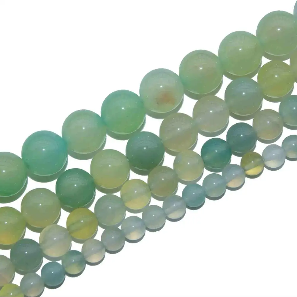 Apple green agate Агаты бирюзой Натуральный Камень Бисер Амазонит Круглые бусины для самостоятельного изготовления ювелирных изделий Цепочки и ожерелья браслета 4/6/8/10/12 мм - Цвет: Apple green agate