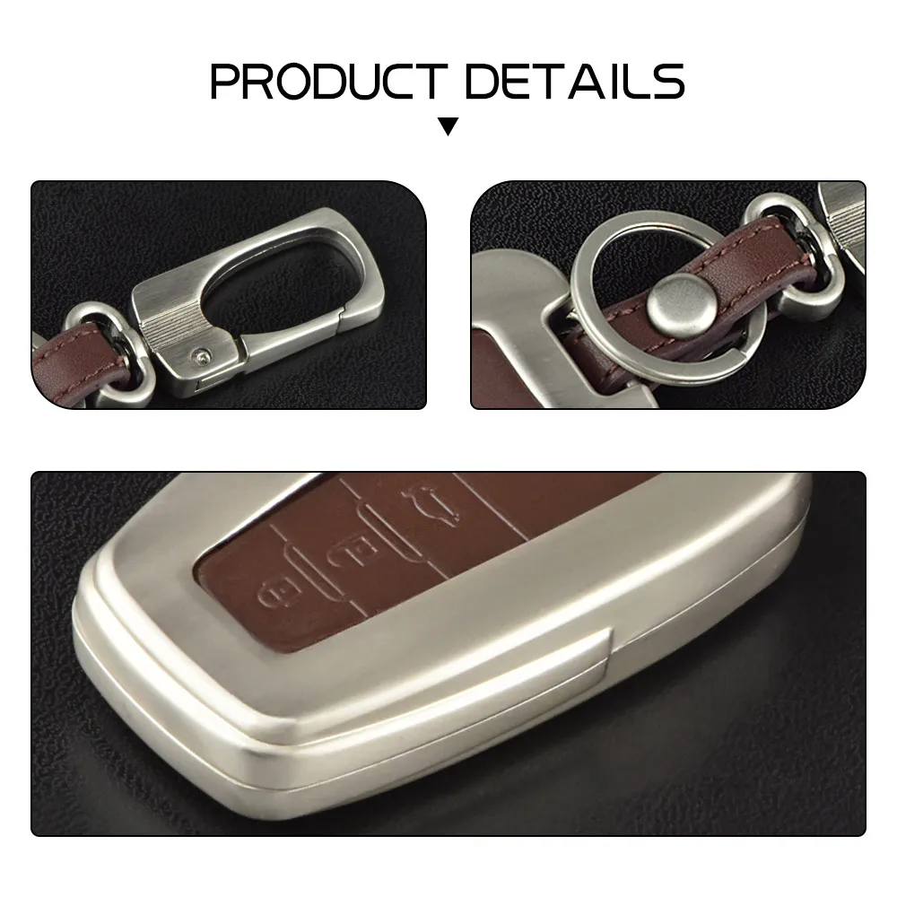 Цинковый сплав + кожаный чехол ключа дистанционного управления автомобилем для