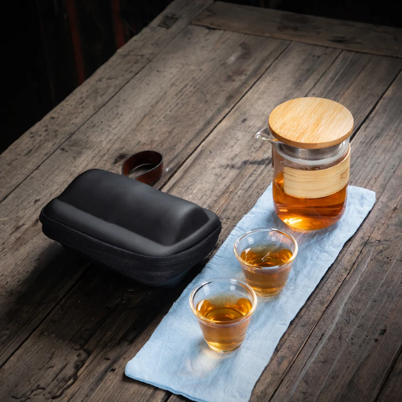 TANGPIN стеклянный чайник с фильтром gaiwan чайные чашки стеклянный портативный чайный набор для путешествия с сумкой для путешествий